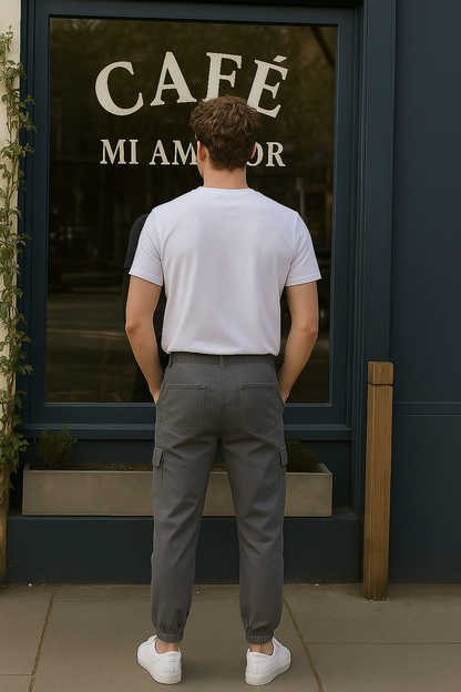 GRAY CARGO SIX POCKET TROUSER